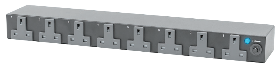 Austin Hughes 1 Phase Metered Horizontal PDU, UK 90° Sockets, 230V, 3m Cord