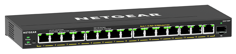 Netgear GS316EP 16-Port PoE+ Gigabit Ethernet Plus Switch with 1 SFP Port