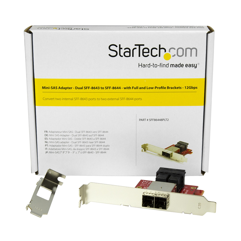 StarTech SFF86448PLT2 Mini-SAS Adapter - Dual SFF-8643 to SFF-8644 - 12Gbps
