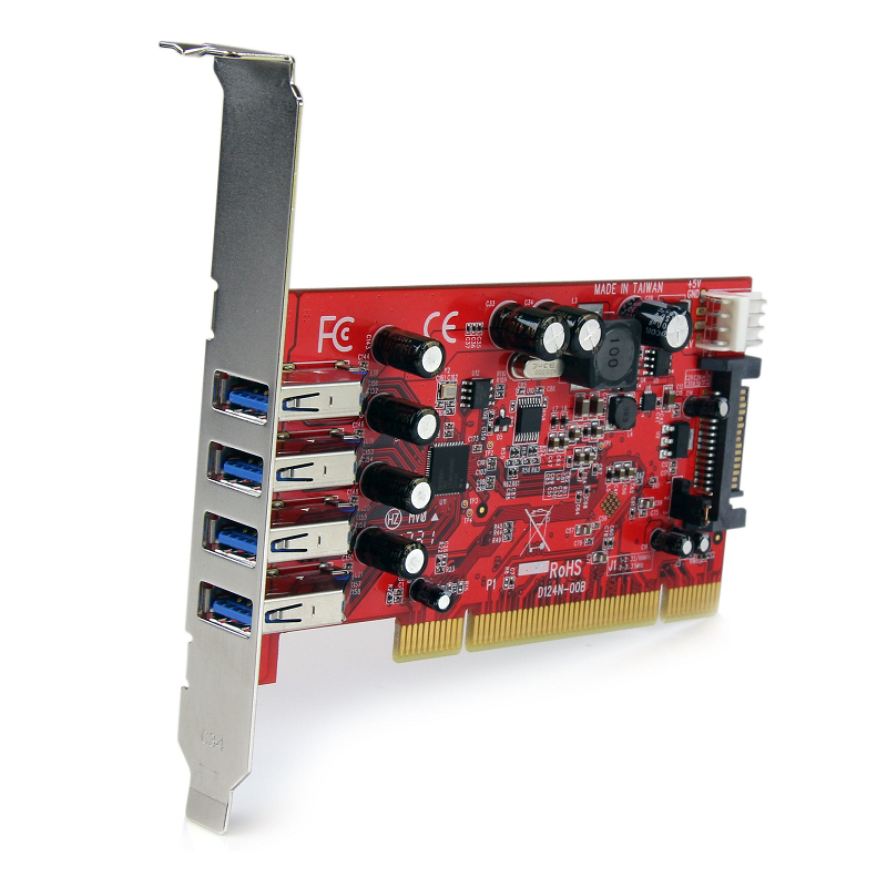 StarTech PCIUSB3S4 4 Port PCI SuperSpeed USB 3.0 Adapter Card with SATA / SP4 Power