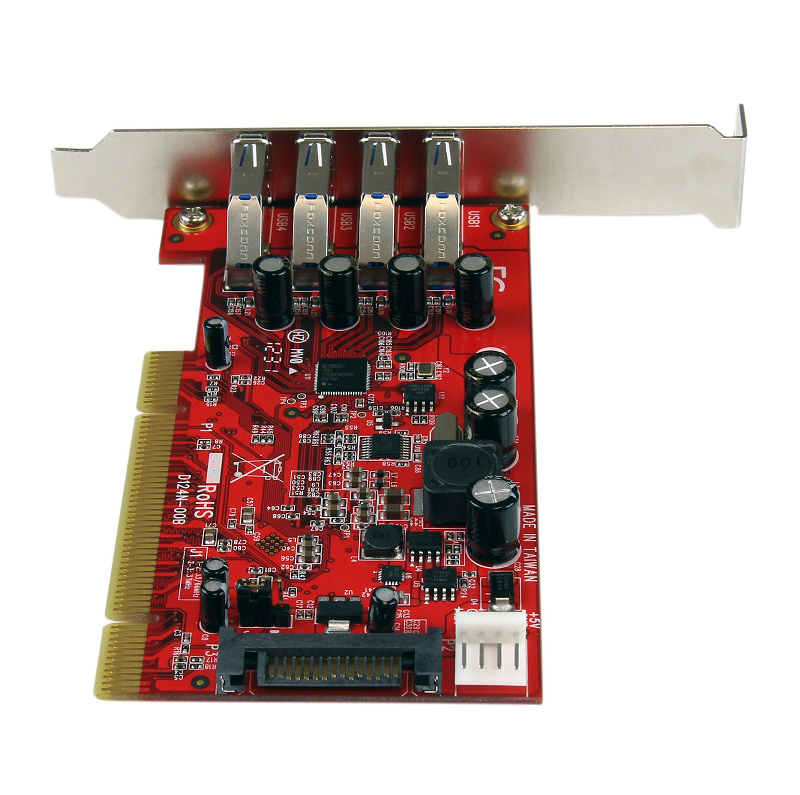 StarTech PCIUSB3S4 4 Port PCI SuperSpeed USB 3.0 Adapter Card with SATA / SP4 Power