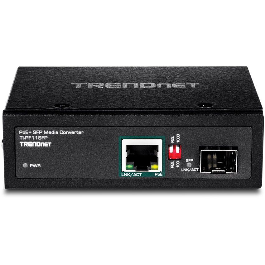TRENDnet TI-PF11SFP Industrial SFP to Gigabit PoE+ Media Convert