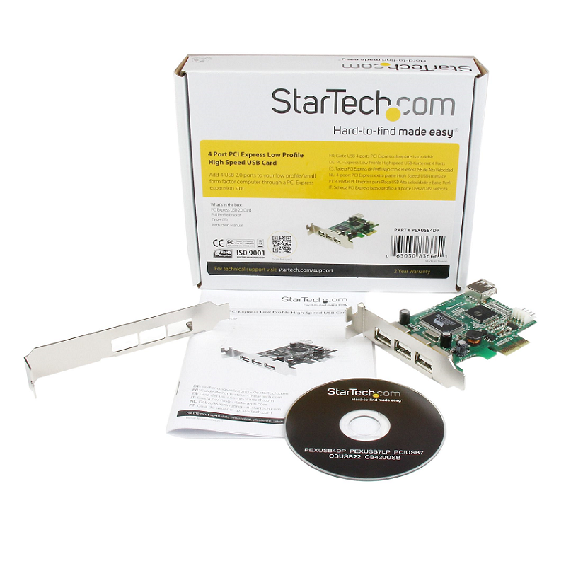 StarTech PEXUSB4DP 4 Port PCI Express Low Profile High Speed USB Card