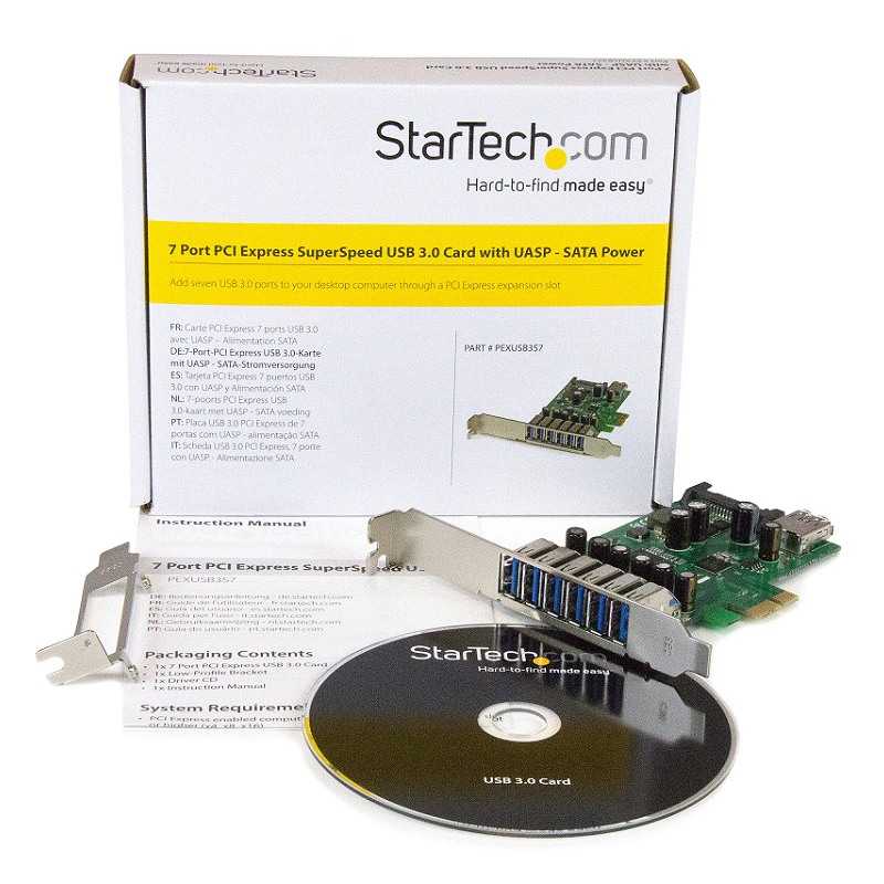 StarTech PEXUSB3S7 7-Port PCI Express USB 3.0 Card - Standard and Low-Profile Design