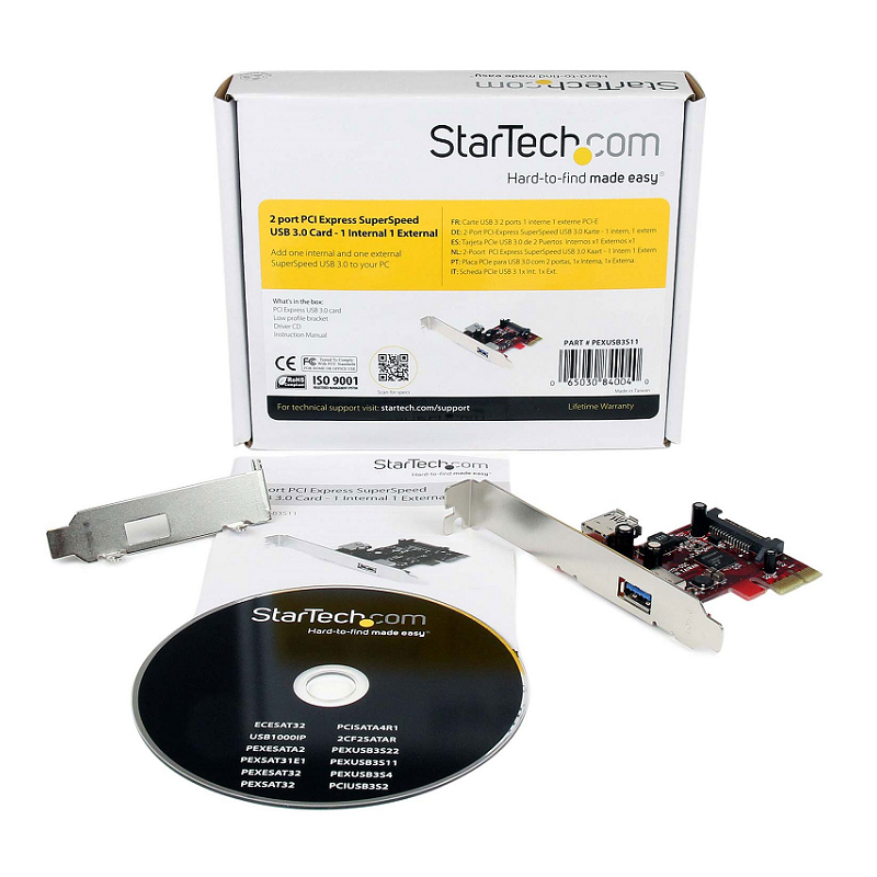 StarTech PEXUSB3S11 2 port PCI Express SuperSpeed USB 3.0 Card w/UASP Support