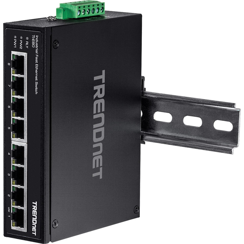 TRENDnet TI-E80 8-Port Industrial Fast Ethernet DIN-Rail Switch