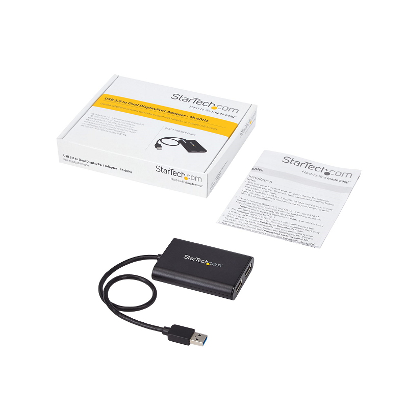 StarTech USB32DP24K60 USB 3.0 to Dual DisplayPort Adapter - 4K 60Hz