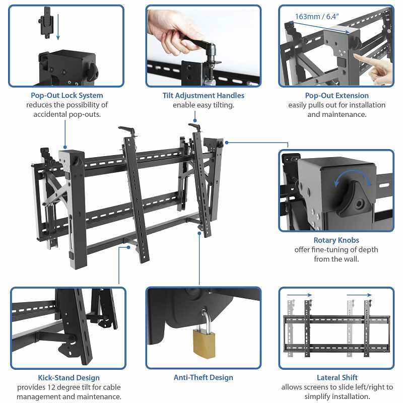 StarTech VIDWALLMNT Video Wall Mount - Pop-Out Design - Micro-Adjustment