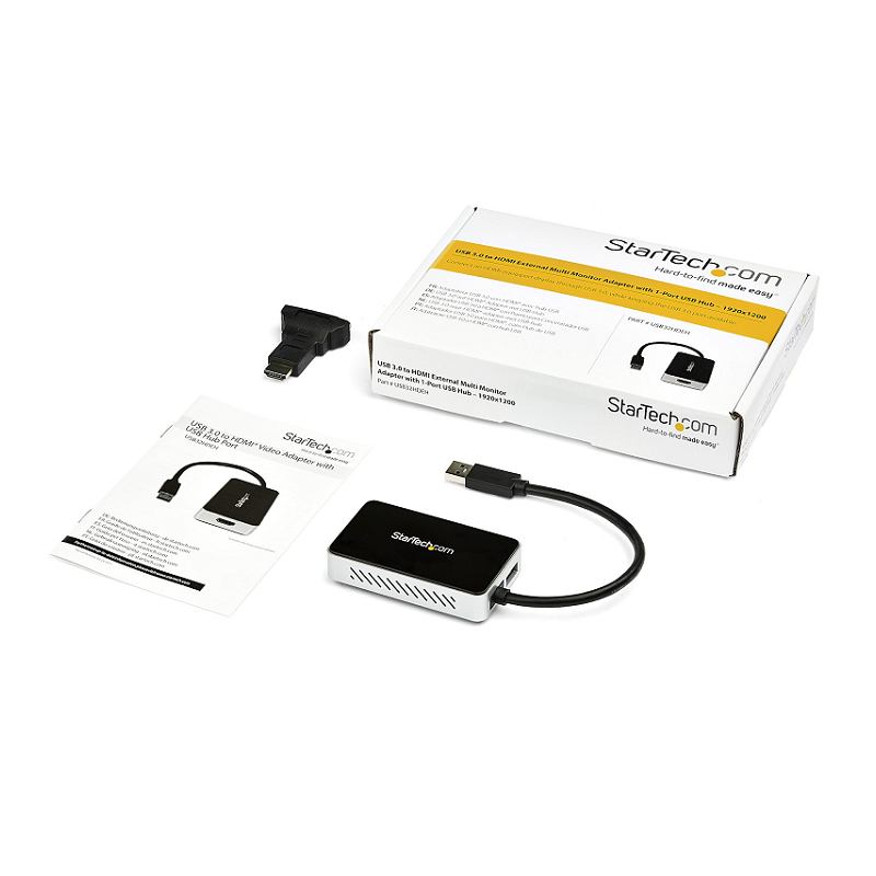 StarTech USB32HDEH USB 3.0 to HDMI Adapter with 1-Port USB Hub - 1920x1200