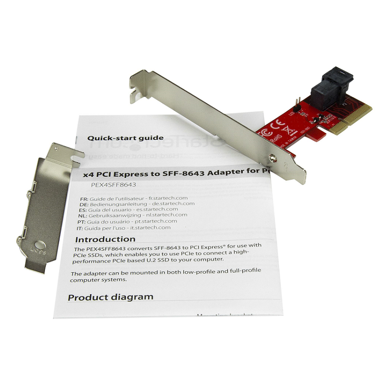 StarTech PEX4SFF8643 x4 PCI Express to SFF-8643 Adapter for PCIe NVMe U.2 SSD