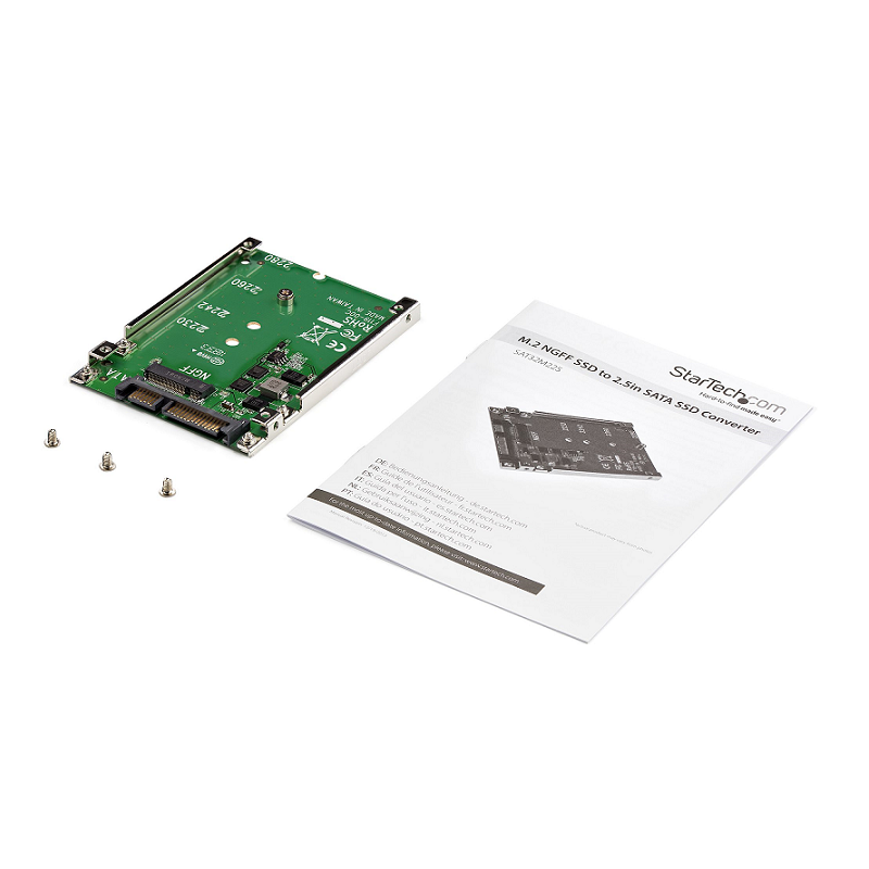 StarTech SAT32M225 M.2 SATA SSD to 2.5in SATA Adapter - M.2 NGFF to SATA Converter - 7mm