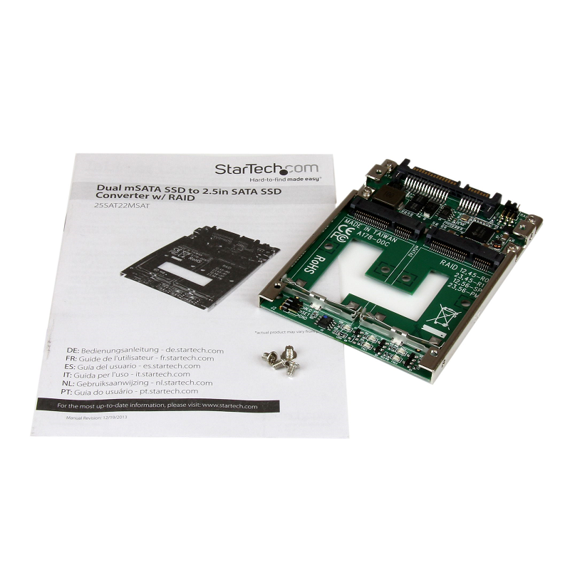 StarTech 25SAT22MSAT Dual mSATA SSD to 2.5 inch SATA RAID Adapter Converter