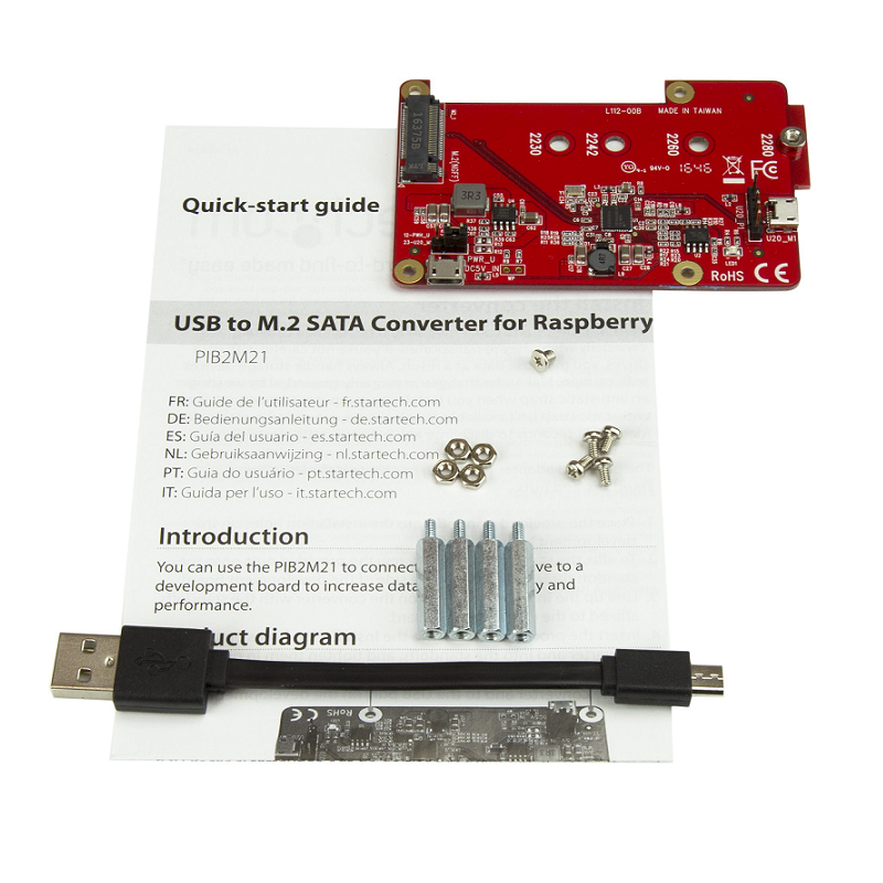 StarTech PIB2M21 USB to M.2 SATA Converter for Raspberry Pi and Development Boards