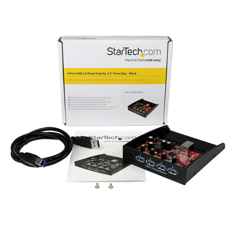 StarTech 35BAYUSB3S4 3.5in Black 4 Port Panel for Front Bay