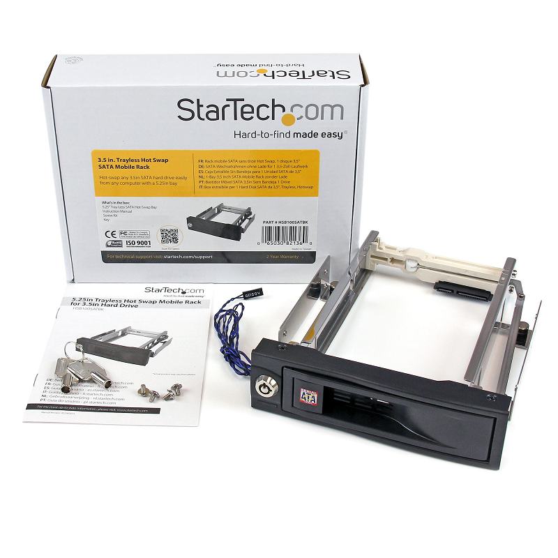 StarTech HSB100SATBK 5.25in Trayless Hot Swap Mobile Rack for 3.5in Hard Drive