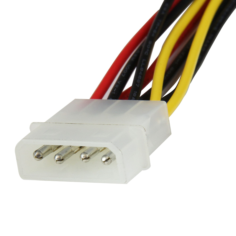 StarTech PYO2LP4LSATR 12in LP4 to 2x Right Angle Latching SATA Power Y Cable Splitter