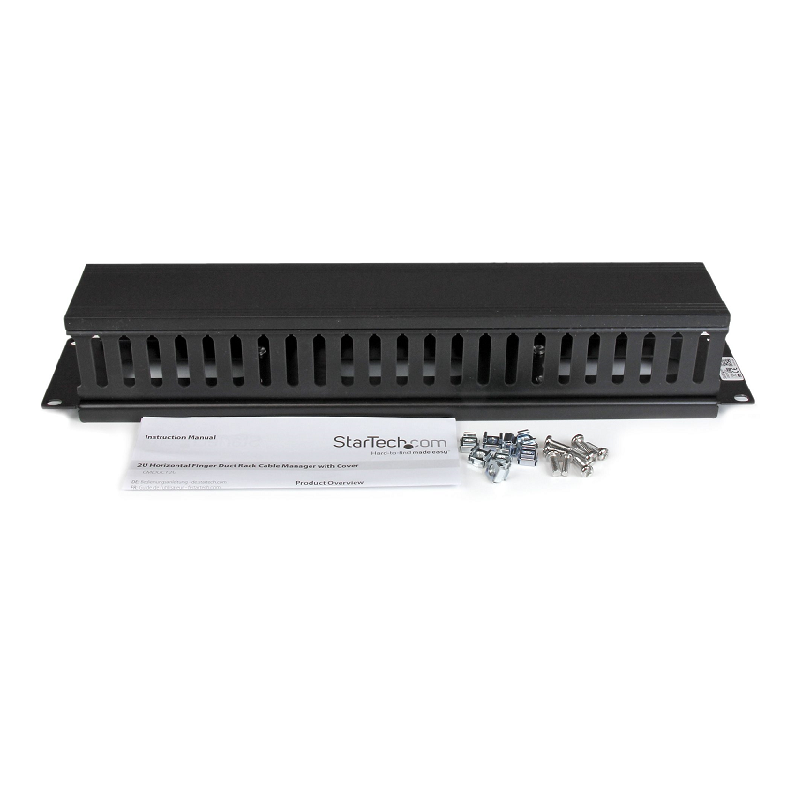 StarTech CMDUCT2U 2U Horizontal Finger Duct Rack Cable Management Panel with Cover