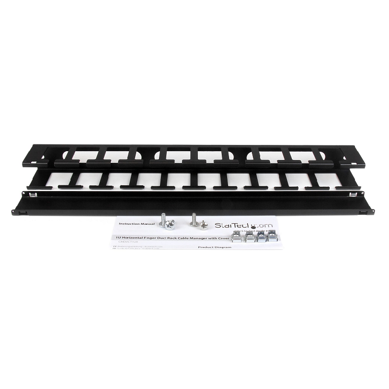 StarTech CMDUCT1UX 1U Horizontal Finger Duct Rack Cable Management Panel with Cover