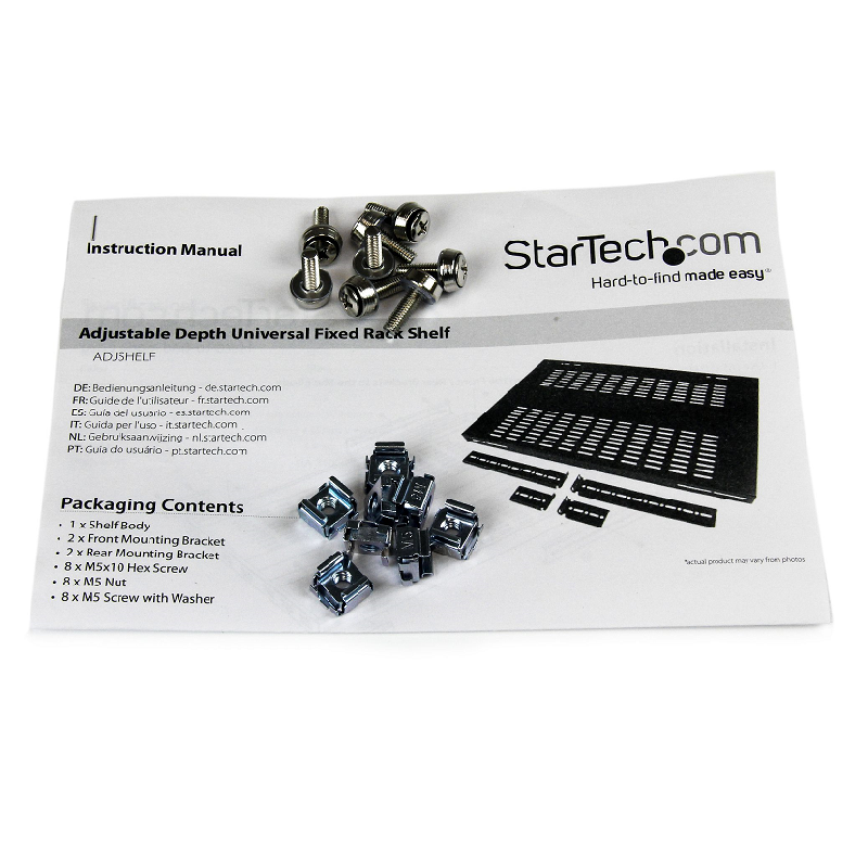 StarTech ADJSHELF 1U Adjustable Mounting Depth Vented Rack Mount Shelf - 175lbs / 80kg