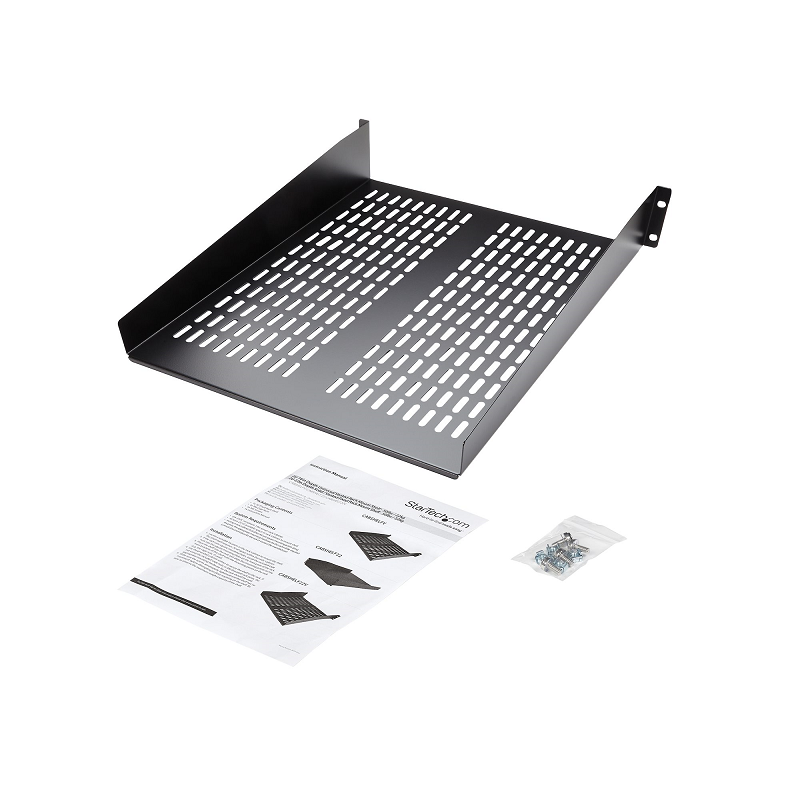 StarTech CABSHELF22V 2U Server Rack Shelf - Universal Vented Rack Mount Cantilever Tray