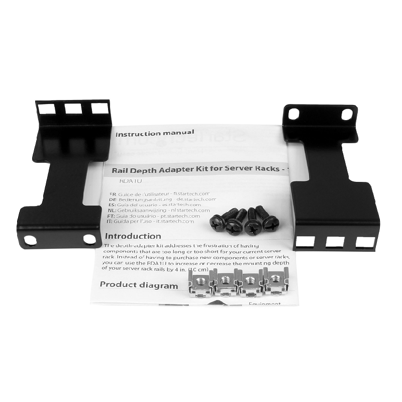 StarTech RDA1U Rail Depth Adapter Kit for Server Racks - 1U