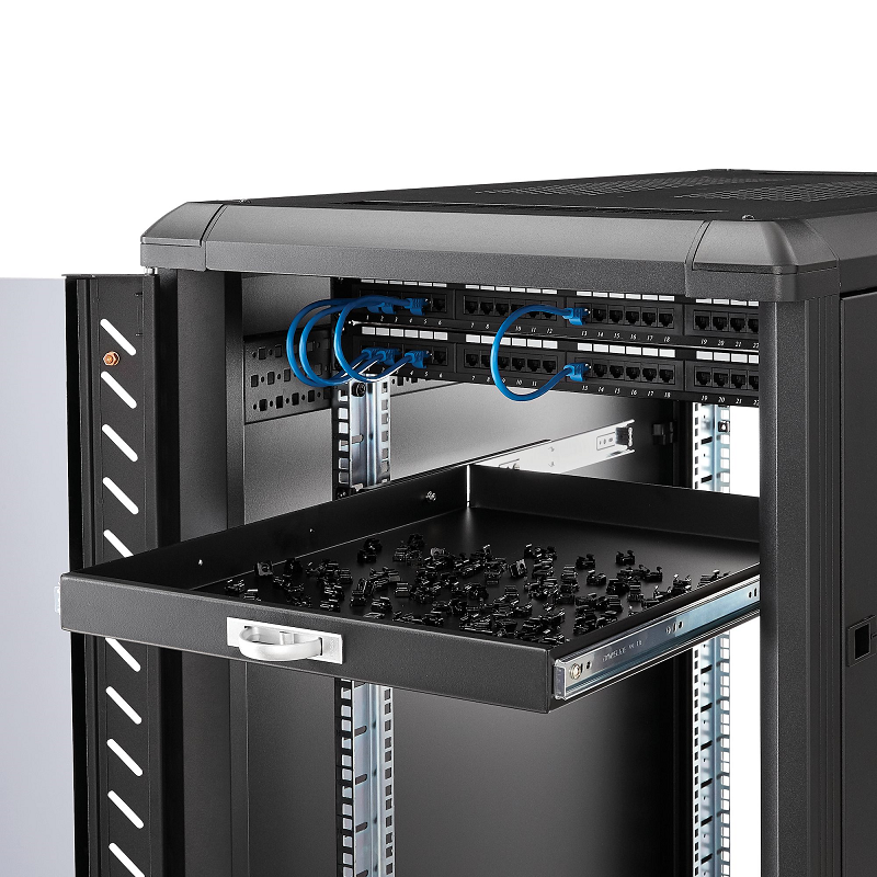 StarTech SLIDESHELFD 22in Black Deep Sliding Server Rack Cabinet Shelf