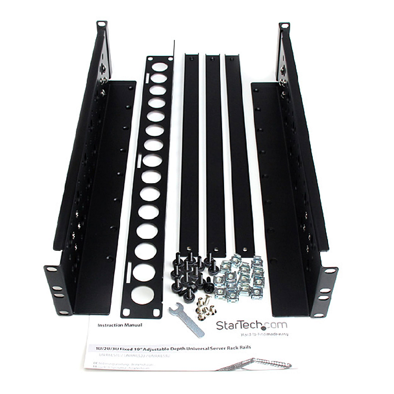 StarTech UNIRAILS2U 2U Fixed 19 inch Adjustable Depth Universal Server Rack Rails