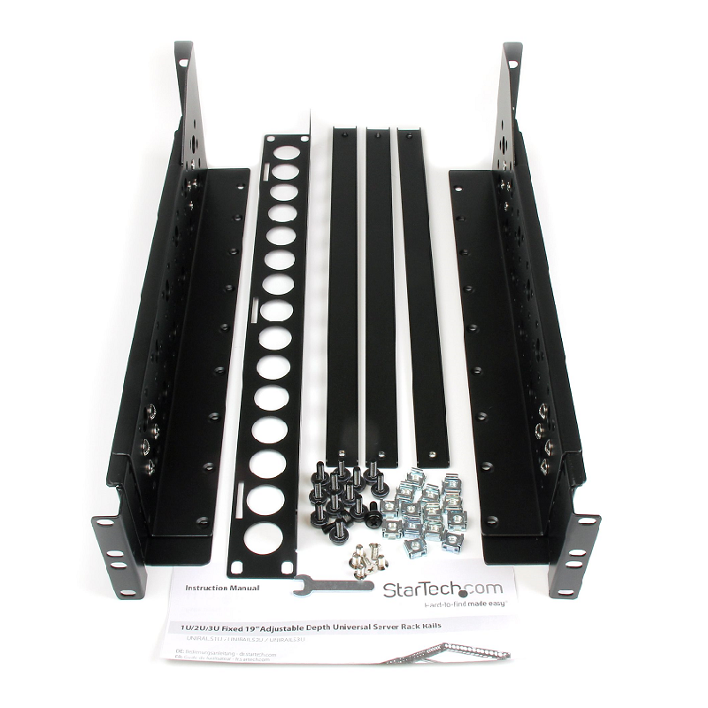 StarTech UNIRAILS3U 3U Fixed 19 inch Adjustable Depth Universal Server Rack Rails