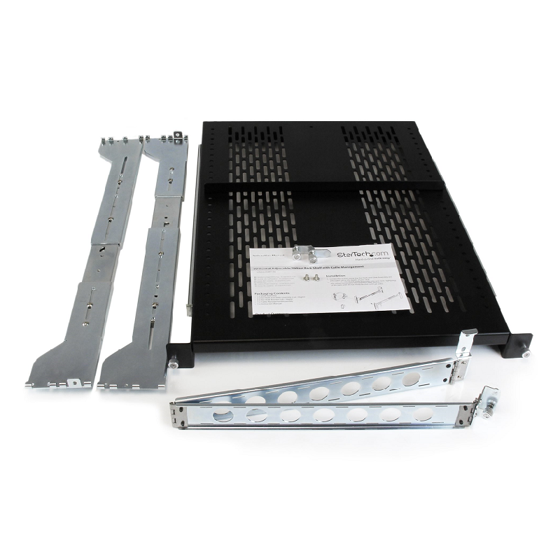 StarTech UNISLDSHF19M 2U Vented Sliding Rack Shelf w/ Cable Management Arm - 56.7kg