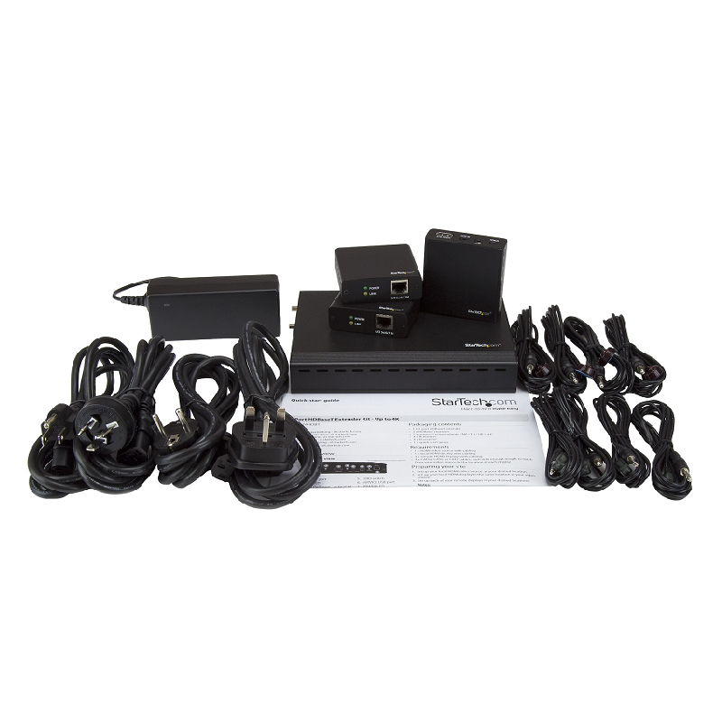StarTech ST124HDBT 3-Port HDBaseT Extender Kit w/3 Receivers 1x3 HDMI over CAT5e Splitter
