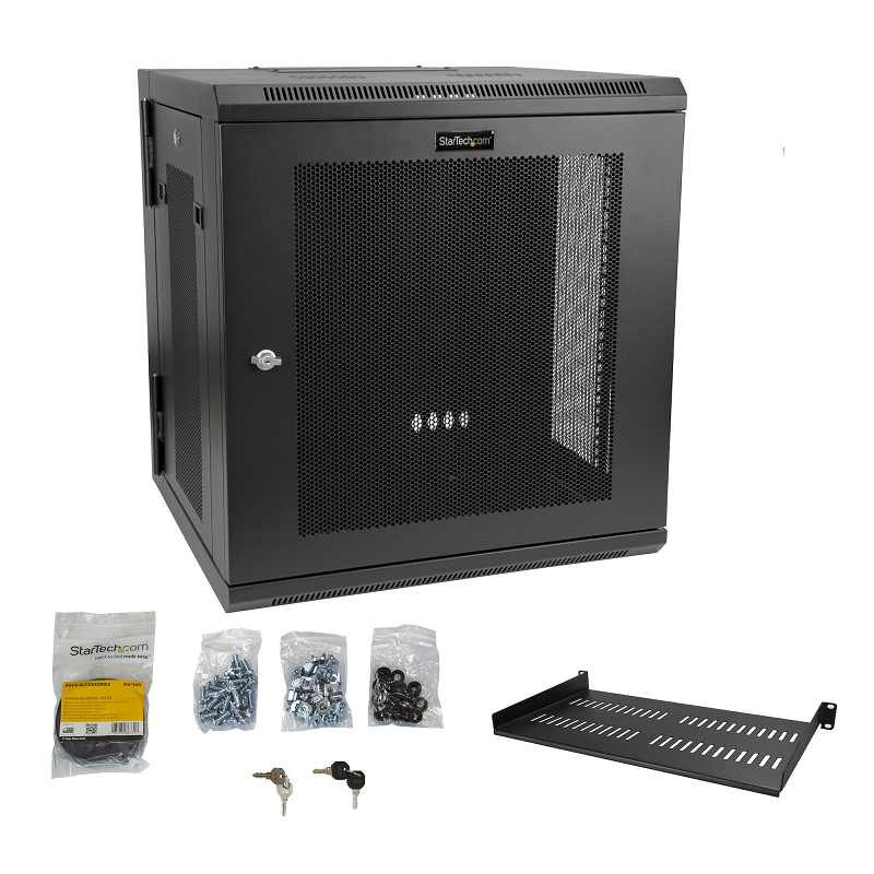 StarTech RK1224WALHM 12U 19 inch Wall Mount Network Cabinet - 20 inch Deep 4 Post Hinged Enclosure
