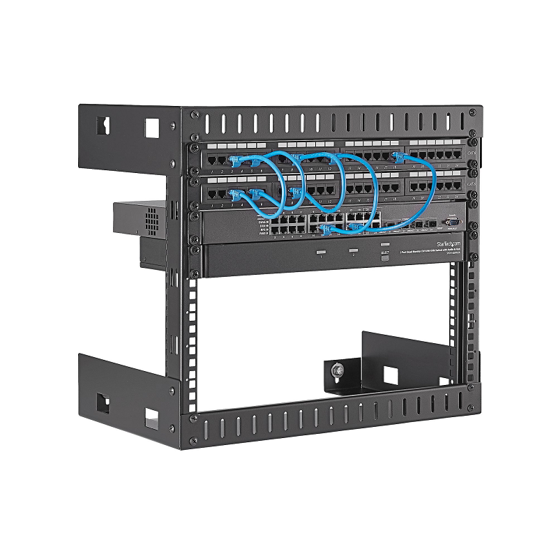 StarTech RK812WALLO 8U 19 inch Wall Mount Network 12 inch Deep 2 Post Open Frame Server Room Rack