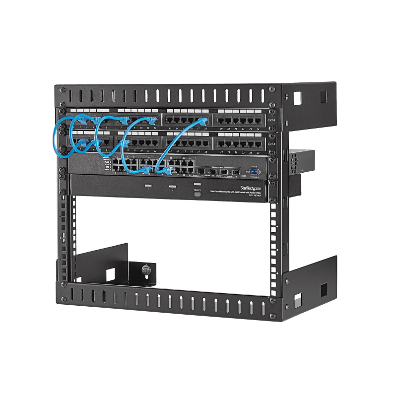StarTech RK812WALLO 8U 19 inch Wall Mount Network 12 inch Deep 2 Post Open Frame Server Room Rack