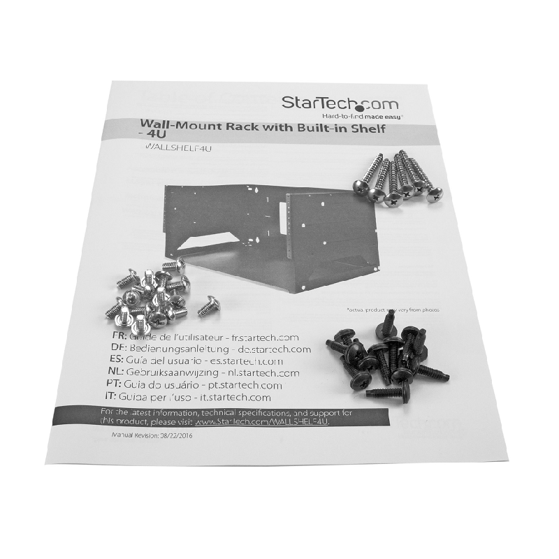 StarTech WALLSHELF4U Wall-Mount Server Rack with Built-in Shelf - Solid Steel - 4U