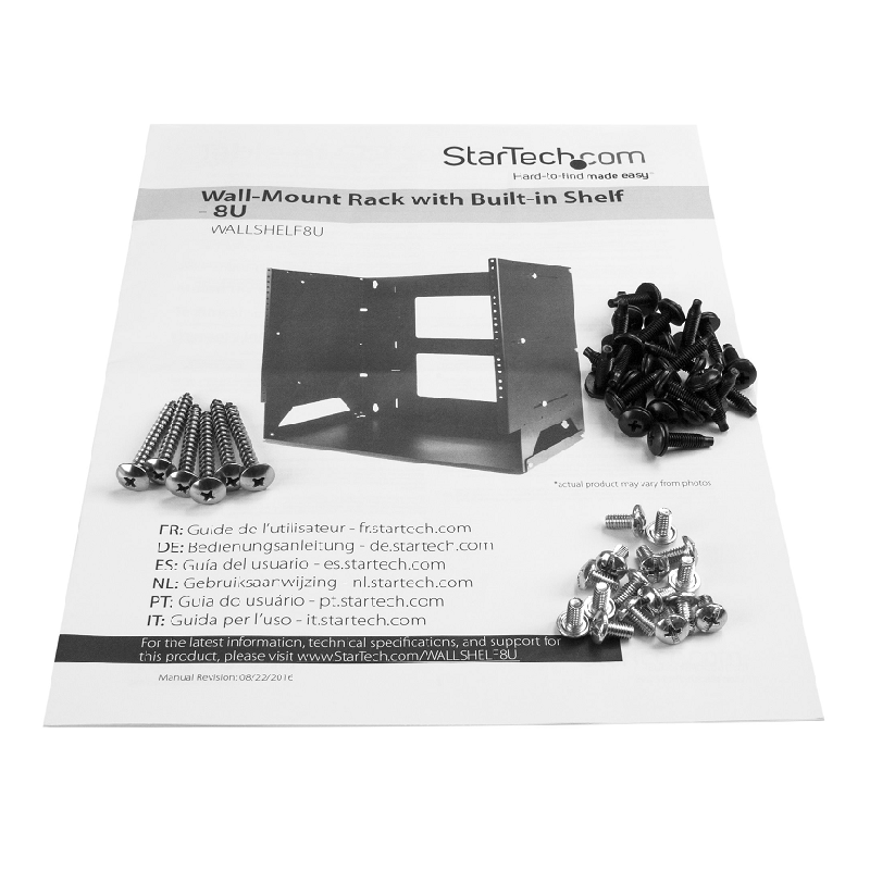 StarTech WALLSHELF8U Wall-Mount Server Rack with Built-in Shelf - Solid Steel - 8U