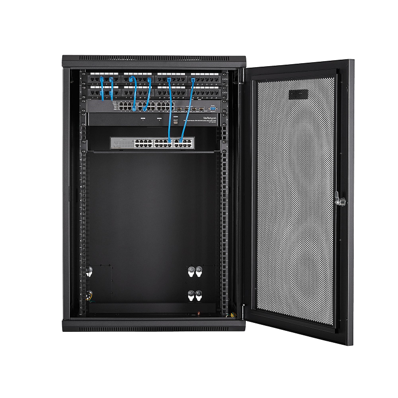 StarTech RK1820WALHM 18U 19 inch Wall Mount Network Cabinet w/Shelf & Flexible Side Panels