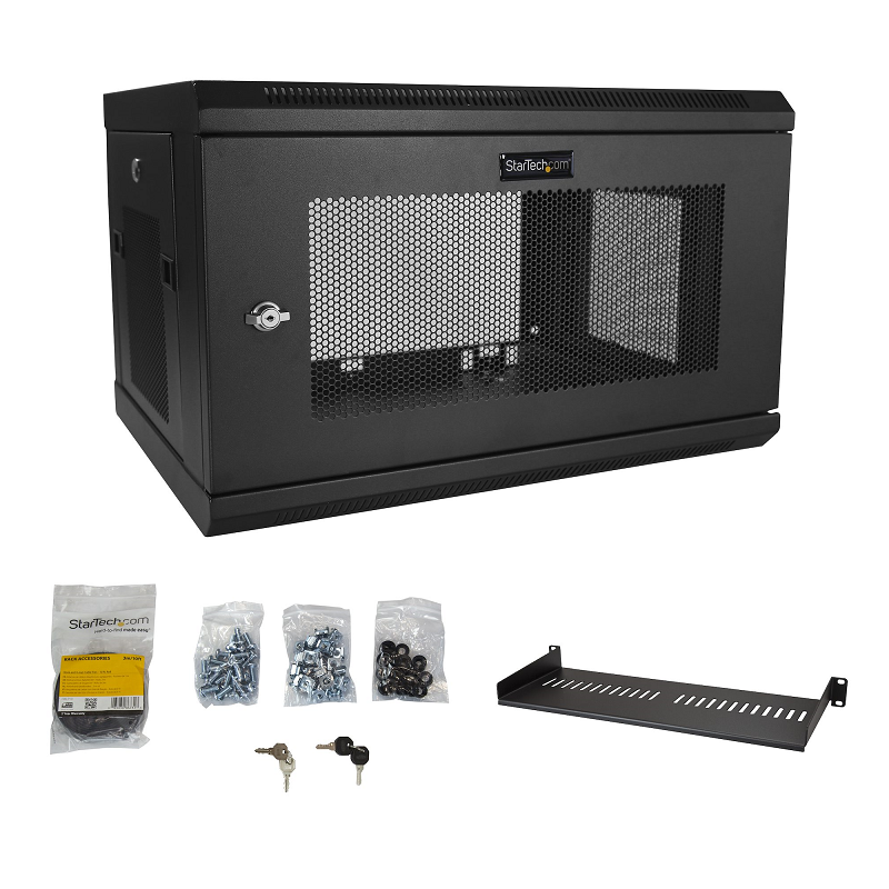 StarTech RK616WALM 6U 2 Post 6U 19 inch WM Network Cabinet 15 inch Deep Locking IT Switch
