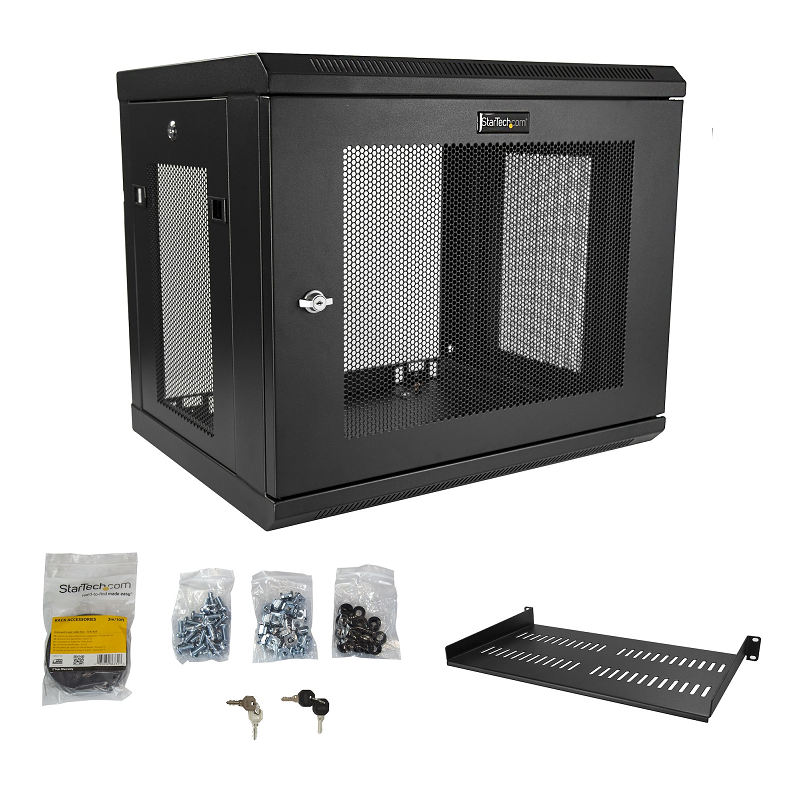 StarTech RK9WALM 2 Post 9U 19 inch Wall Mount Network Cabinet - Adjustable Depth 6-15 inch