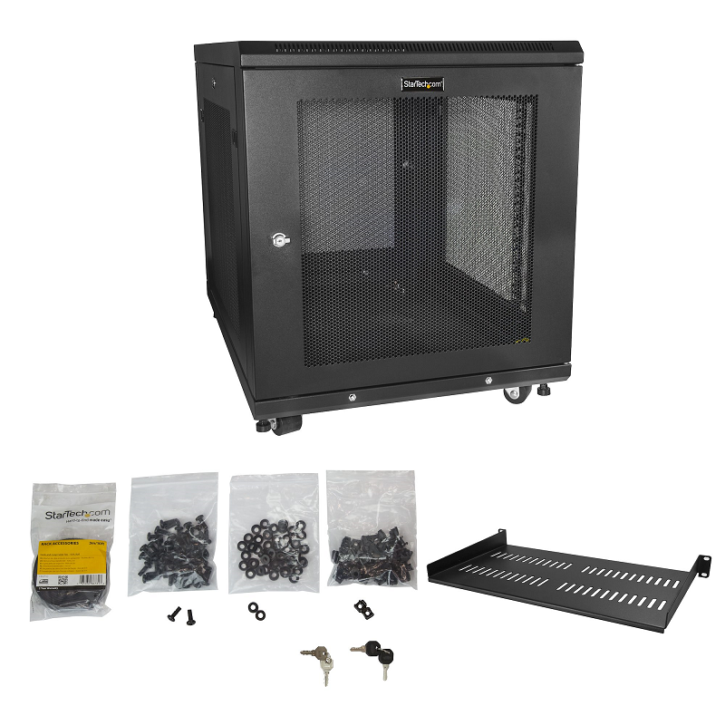 StarTech RK1233BKM 12U Server Rack Cabinet - 4-Post Adjustable Depth