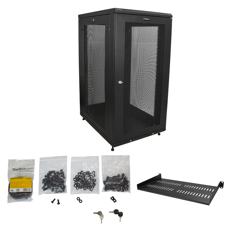 StarTech RK2433BKM 24U Server Rack Cabinet - 4-Post Adjustable Depth