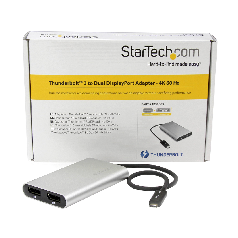 StarTech TB32DP2 Thunderbolt 3 to Dual DisplayPort Adapter - 4K 60 Hz