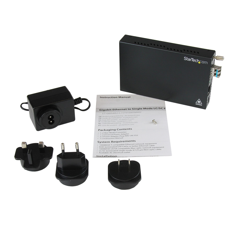 StarTech ET1000S40LC2 1000 Mbps Gigabit Single Mode Fiber Media Converter LC 40 km