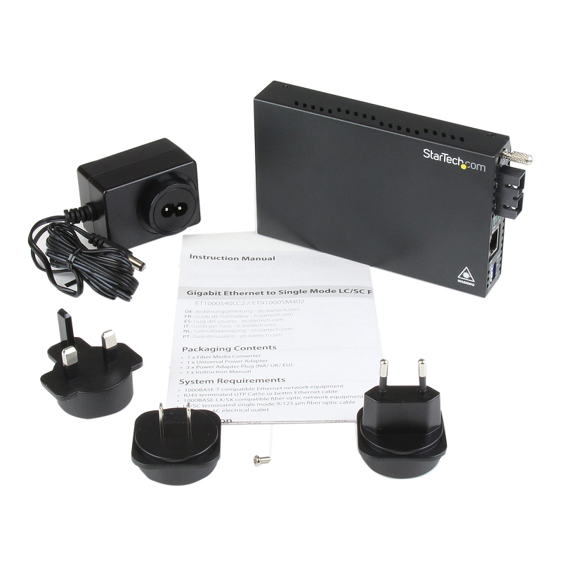 StarTech ET91000SM402 GbE Single Mode Fiber Media Converter SC 40 km - 1000 Mbps