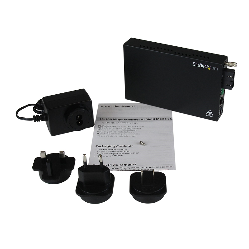 StarTech ET90110SC2 10/100 Mbps Multi Mode Fiber Media Converter SC 2 km