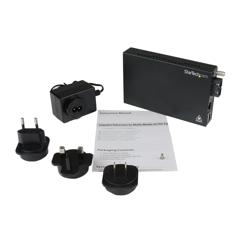 StarTech ET90110ST2 10/100 Mbps Multi Mode Fiber Media Converter ST 2 km