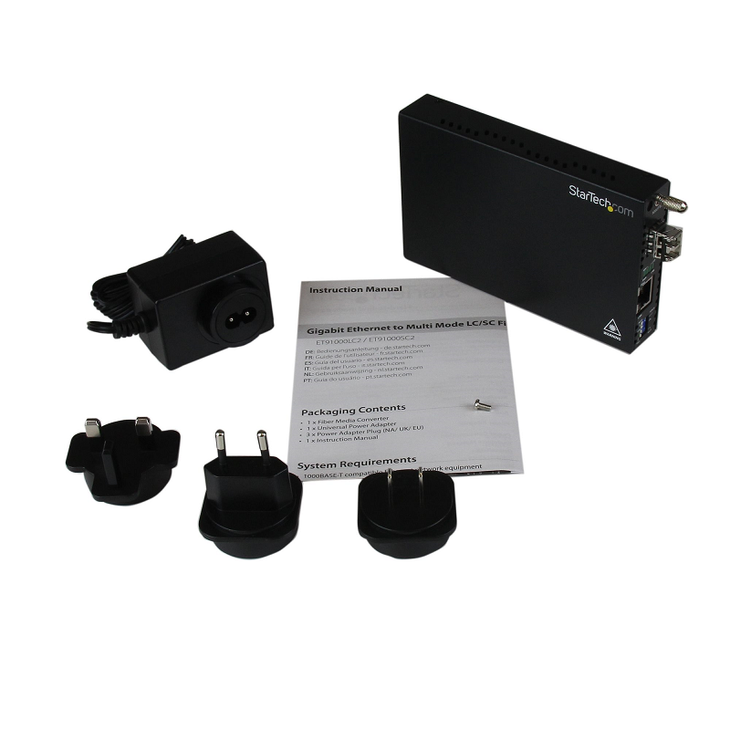 StarTech ET91000LC2 Fiber Media Converter Gigabit 1000Mbps MM Fibre LC 550m