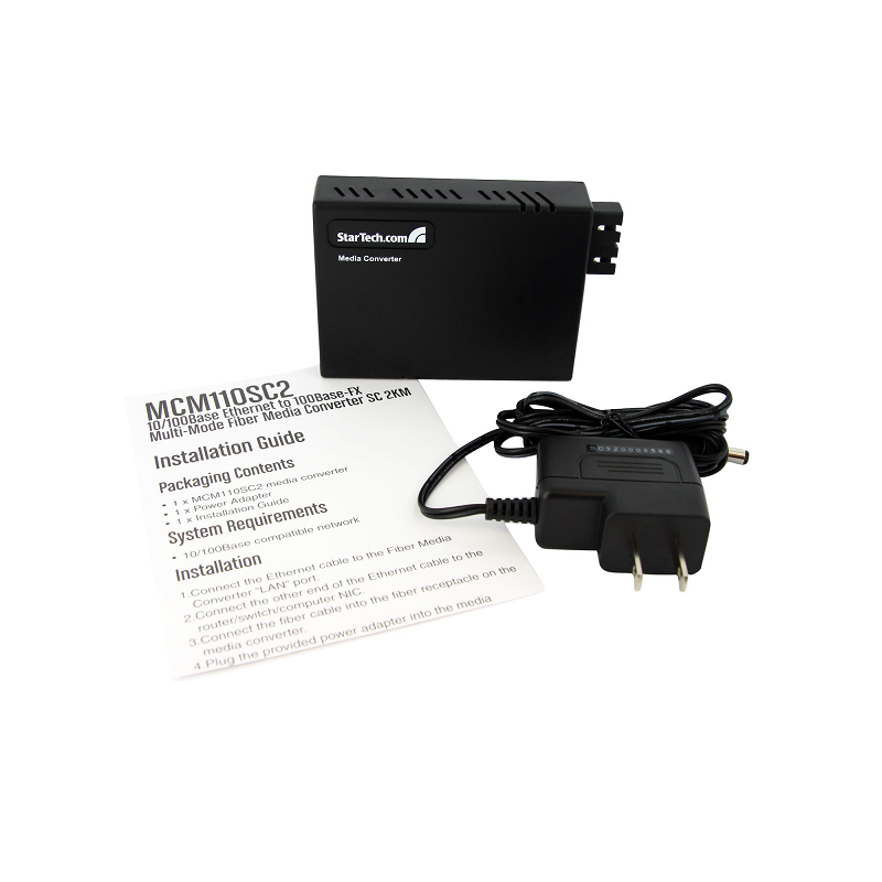 StarTech MCM110SC2GB 10/100 Ethernet to Multi Mode Fiber Media Converter SC 2 km