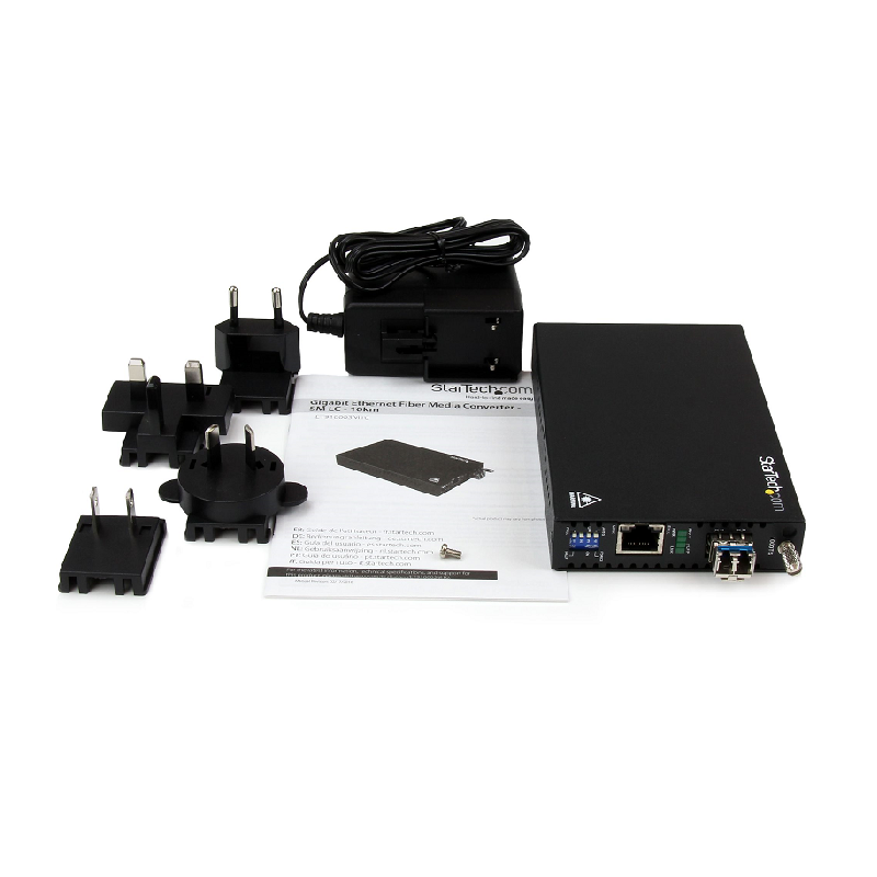 StarTech ET91000SM10 Gigabit Ethernet Copper-to-Fiber Media Converter - SM LC - 10 km