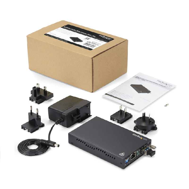 StarTech ET91000SM10 Gigabit Ethernet Copper-to-Fiber Media Converter - SM LC - 10 km