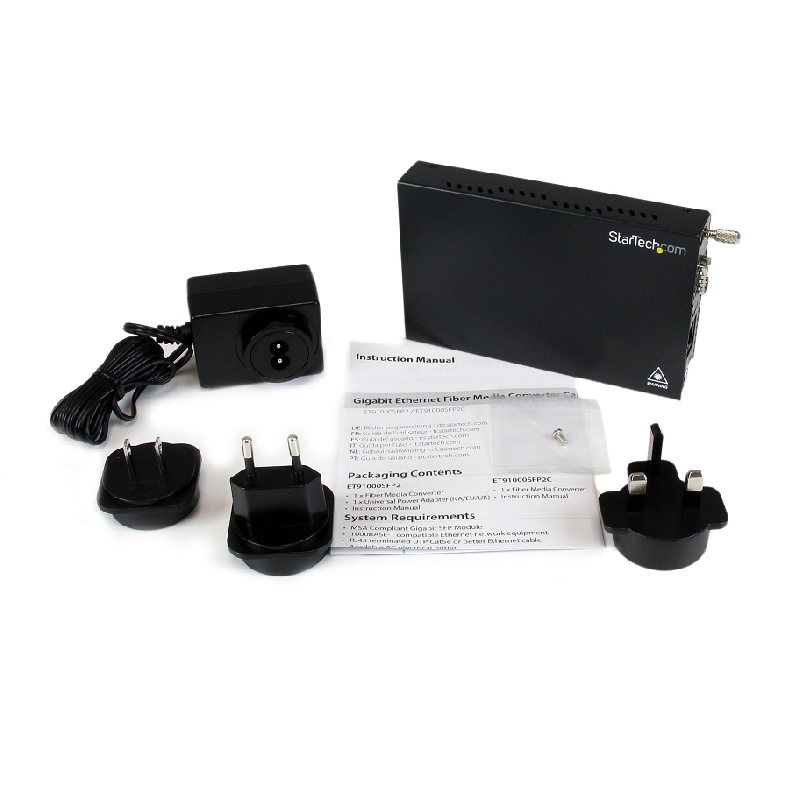 StarTech ET91000SFP2 Gigabit Ethernet Fiber Media Converter with Open SFP Slot